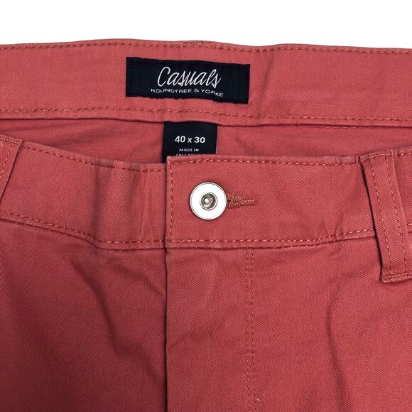 Size 40x30 Roundtree & Yorke Stretch Pants Straight Fit Casual Berry Color Denim - Picture 8 of 12